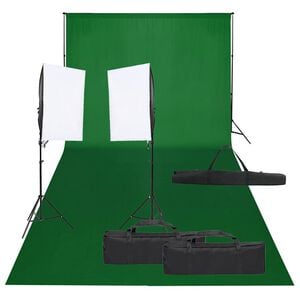 vidaXL Fotostudijos rinkinys su ap&scaron;vietimo rinkiniu ir fonu
