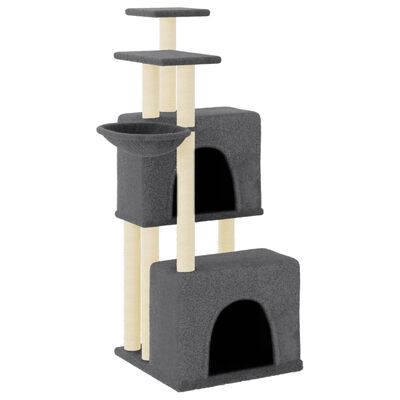 vidaXL Draskyklė katėms su stovais iš sizalio, tamsiai pilka, 122cm