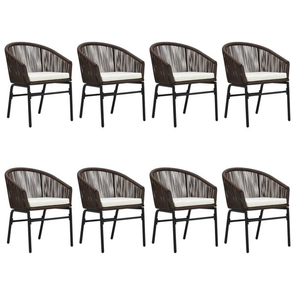 vidaXL Sodo valgomojo baldų komplektas, 9 dalių, rudos spalvos