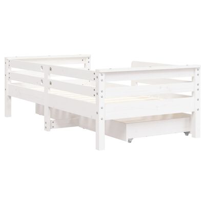 vidaXL Vaikiškos lovos rėmas su stalčiais, baltas, 70x140cm, pušis