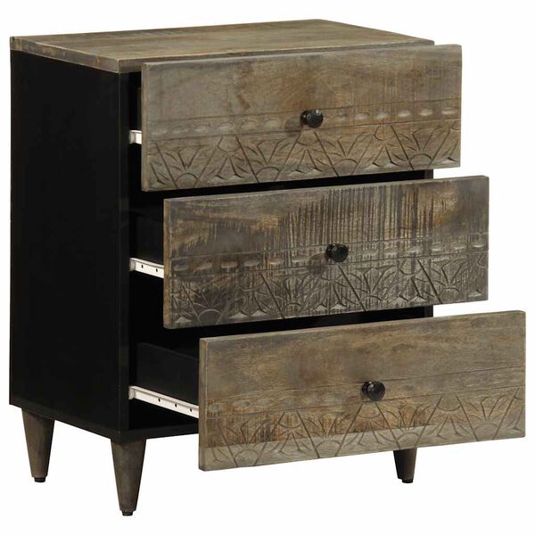 vidaXL naktinė spintelė &scaron;viesiai pilka 50x33x60 cm medžio masyvo mango