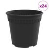 vidaXL Apvalus gėlių vazonas 24 pcs Juoda &Oslash; 19 x 16 cm Plastmasė