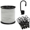 vidaXL Bungee virvės su kabliukais 6 mm Juoda ir Balta PP ir guma