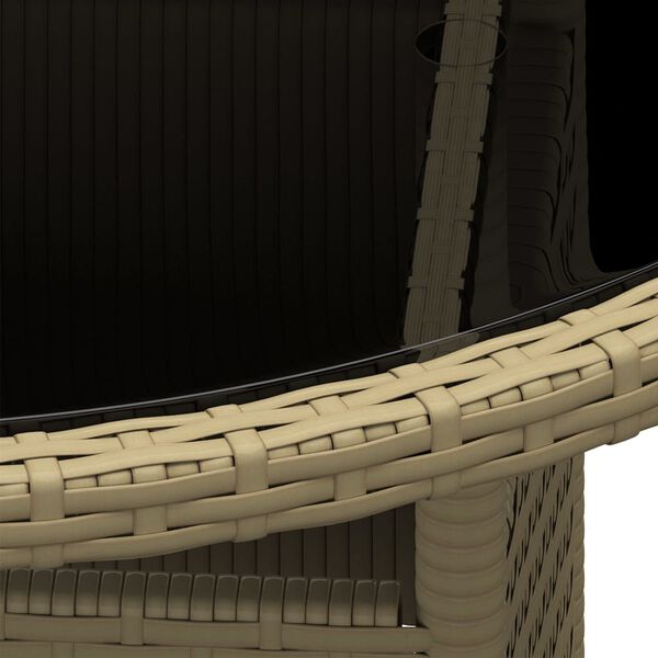 vidaXL Sodo stalas, smėlio, 80x75cm, grūdintas stiklas/poliratanas