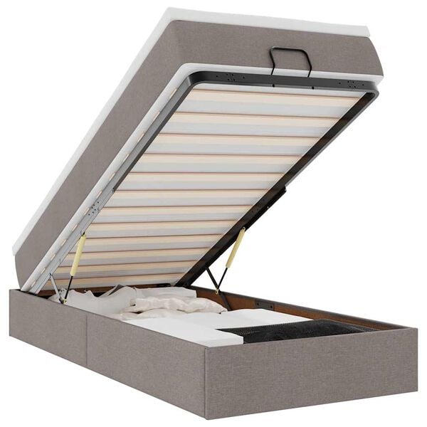 vidaXL Osmanų lovos rėmas su čiužiniu, taupe, 90x190cm, audinys