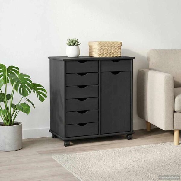 vidaXL Ratuotas kabinetas su ratu Pilka 63,5 x 39 x 65,5 cm