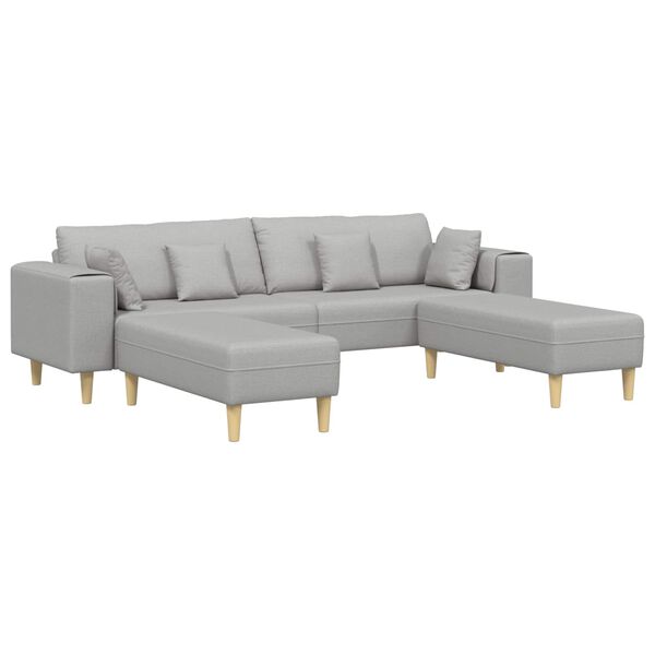 vidaXL Sofa su pagalve 3 pcs Debesų pilka audinys