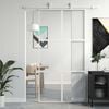 vidaXL Stumdomos durys, baltos, 102,5x205cm, stiklas ir aliuminis