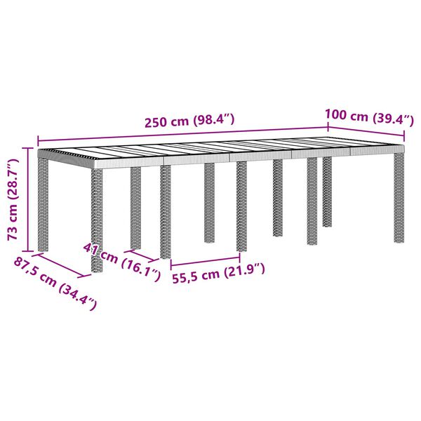vidaXL Sodo valgomojo komplektas 9 pcs Ruda Polt ratanas