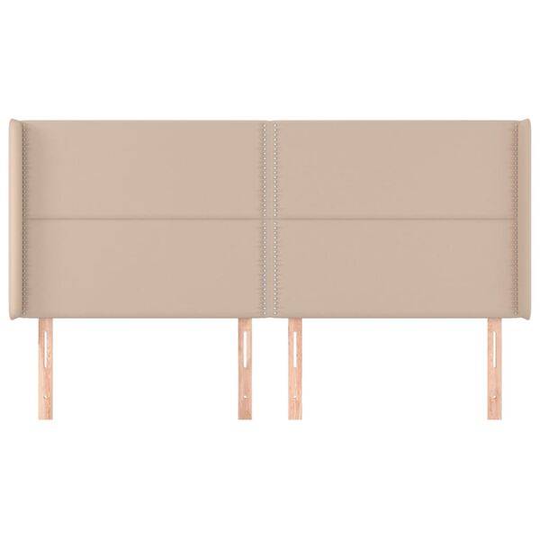 vidaXL Galvūgalis su auselėmis, kapučino,183x16x118/128cm,dirbtinė oda