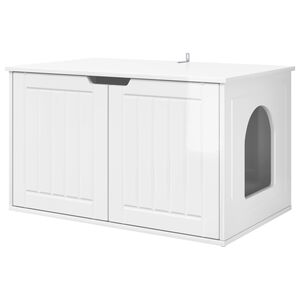 vidaXL Katės namelis Blizgus baltas 85 x 55 x 50,5 cm Apdirbta mediena