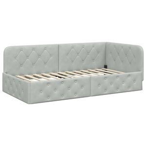 vidaXL Kampinė lovos konstrukcija &Scaron;viesiai pilka 100 x 200 cm Aksomas