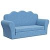 vidaXL Vaiki&scaron;ka dvivietė sofa-lova, mėlynos spalvos, mink&scaron;tas pliu&scaron;as
