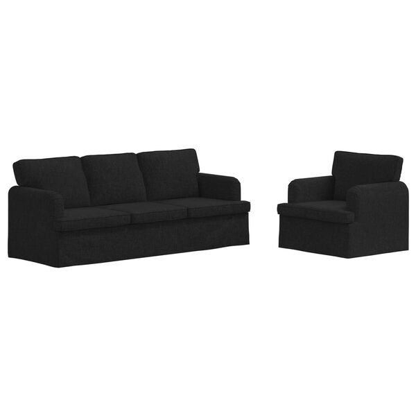 vidaXL Sofa 2 pcs Juoda 144 x 80 x 85 cm audinys