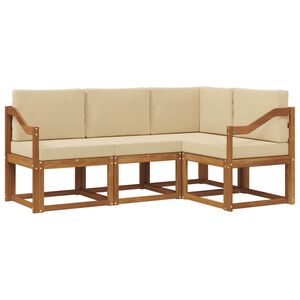 vidaXL Lauko sofos komplektas su pagalve 4 pcs Natūralus ir bežinis