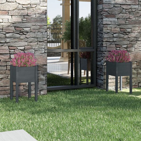 vidaXL Sodo loveliai, 2vnt., pilki, 40x40x70cm, pušies masyvas