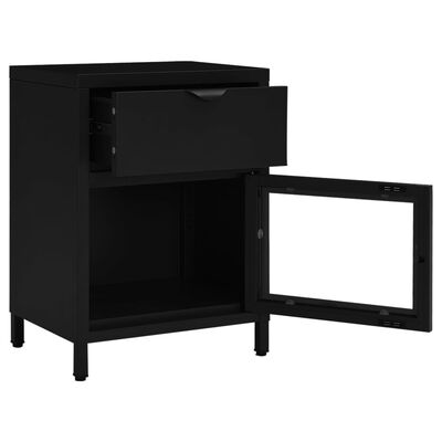 vidaXL Naktinis staliukas, juodas, 40x30x54,5cm, plienas ir stiklas