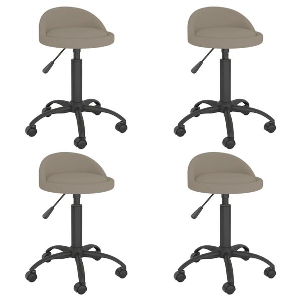 vidaXL Pasukamos valgomojo kėdės, 4vnt., &scaron;viesiai pilkos, aksomas