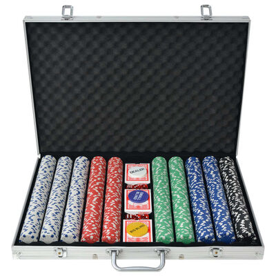 vidaXL Pokerio rinkinys su 1000 žetonų, aliuminis