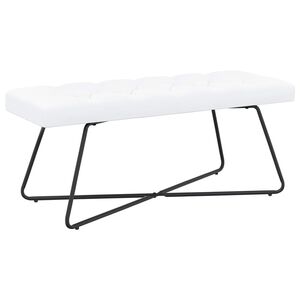 vidaXL Suoliukas su mygtukų įsiuvais Balta 110 x 40 x 46 cm Audinys