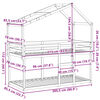 vidaXL Dviaukštė lova su stogeliu, balta, 80x200cm, pušies masyvas