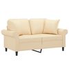 vidaXL Dvivietė sofa su pagalvėmis, kreminė, 120cm, audinys