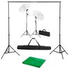 vidaXL Fotostudijos komplektas su fonu, &scaron;viestuvais ir skėčiais