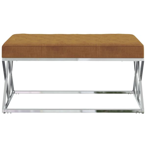 vidaXL Suoliukas, rudos spalvos, aksomas ir nerūdijantis plienas