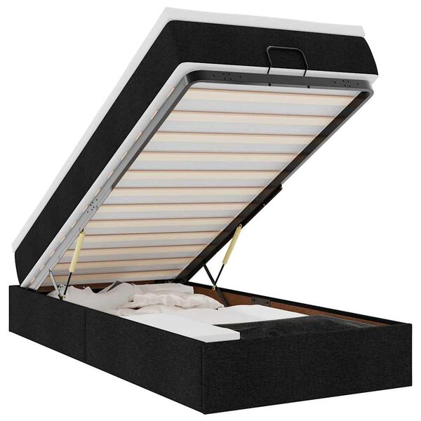 vidaXL Osmanų lovos rėmas su čiužiniu, juodas, 80x200cm, audinys