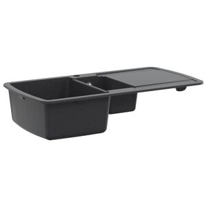 vidaXL Virtuvinė kriauklė su dvigubu baseinu Granitas 96 x 50 x 31 cm
