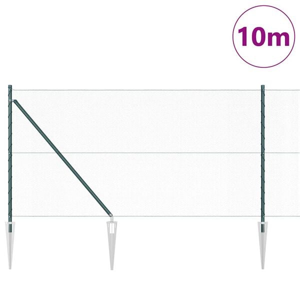 vidaXL Tvora su stulpais Žalia 1 x 10 m PVC dengtas plienas