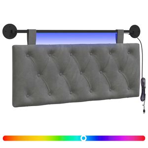 vidaXL Pakabinamas lovos galvūgalis Su LED &scaron;viesa Tamsiai pilka