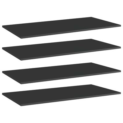 vidaXL Knygų lentynos plokštės, 4vnt., juodos, 80x30x1,5cm, MDP