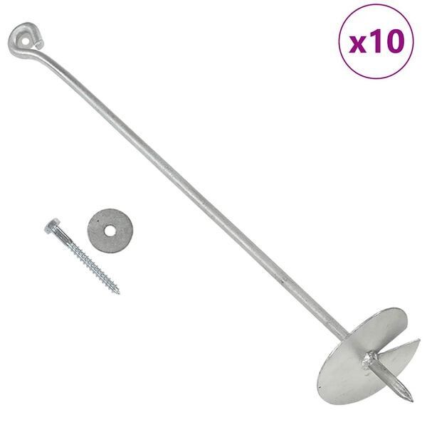 vidaXL Įtvirtinimai, 10vnt., 10x60cm, galvanizuotas metalas