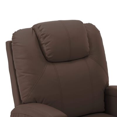 vidaXL Atsistojantis masažinis krėslas, rudos spalvos, dirbtinė oda