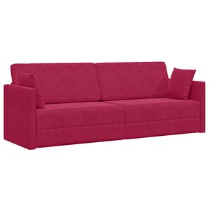 vidaXL Grindų sofos lova Vyno raudona 213 x 70 x 77 cm Aksomas