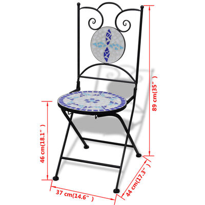 vidaXL Sulankstomos bistro kėdės, 2 vnt., keramika, mėlyna ir balta