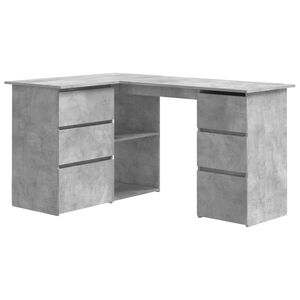 vidaXL Kampinis ra&scaron;omasis stalas, betono, 145x100x76cm, mediena
