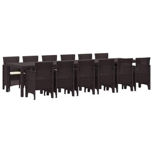 vidaXL Sodo valgomojo komplektas 13 pcs Ruda Polt ratanas