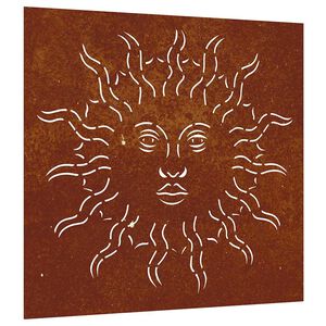 vidaXL Sodo sienos dekoracija, 55x55cm, corten plienas, saulės dizaino