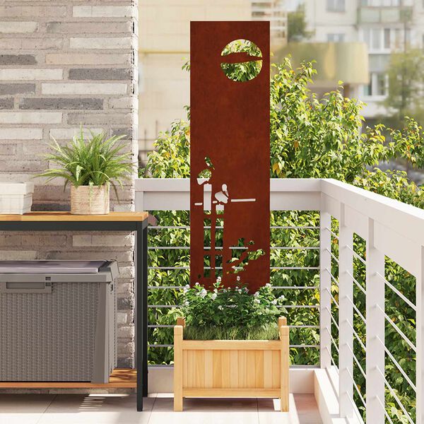 vidaXL Sodo privatumo ekranas &bdquo;Fretwork&ldquo; Rūdijanti 32 x 140 cm