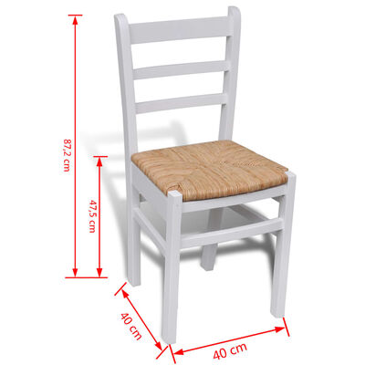 vidaXL Valgomojo kėdės, 6vnt., baltos, pušies mediena ir nendrė