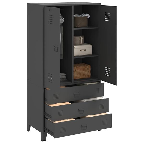 vidaXL Drabužių spinta, antracito spalvos, 90x50x180cm, metalas