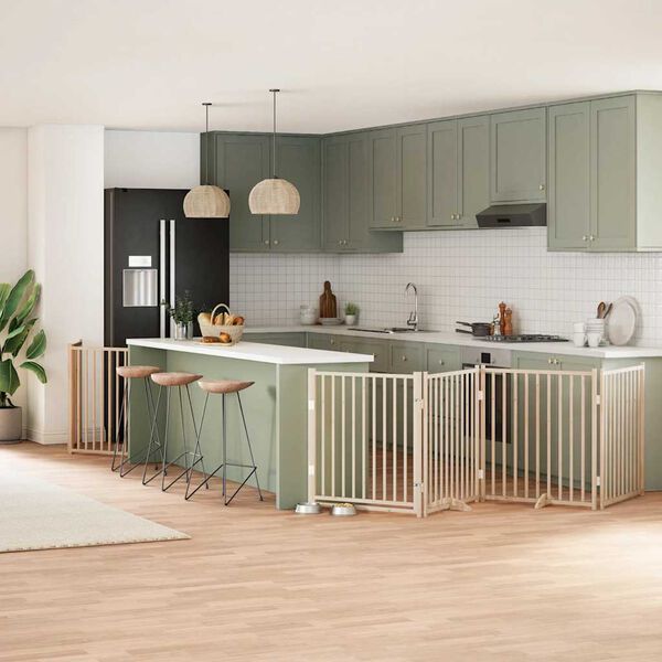 vidaXL Varteliai šunims su durimis, 6 segmentai, 480cm, tuopos mediena