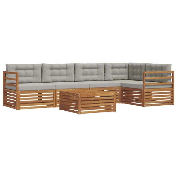 vidaXL Lauko sofos komplektas 6 pcs Natūrali ir &scaron;viesiai pilka