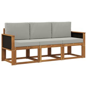 vidaXL Lauko sofos komplektas 3 pcs Natūrali ir &scaron;viesiai pilka