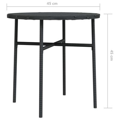 vidaXL Arbatos staliukas, juodos spalvos, 45cm, poliratanas