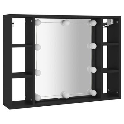 vidaXL Veidrodinė spintelė su LED apšvietimu, juoda, 76x15x55cm