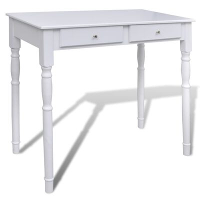 vidaXL Kosmetinis staliukas 3-1, su veidrodžiu ir kėdute, 2 stalčiai, baltas