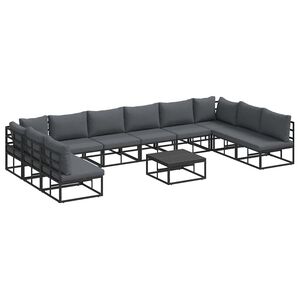 vidaXL Sodo Sofų Rinkinys 11 vnt. Juoda Aliuminis